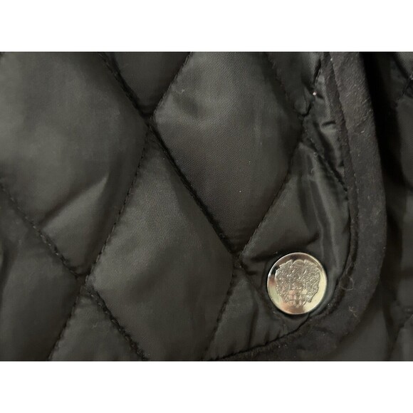 Vince Camuto Size Small Black Quilted Field Jacket Full Zip Elbow Patches - Picture 11 of 13